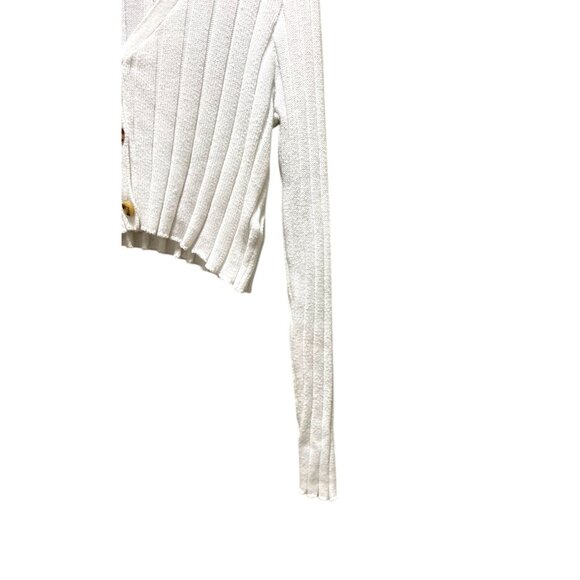 Aeropostale Ribbed Crop Cardigan White Size L Y2K Festival Summer Beach Coastal - Picture 7 of 11